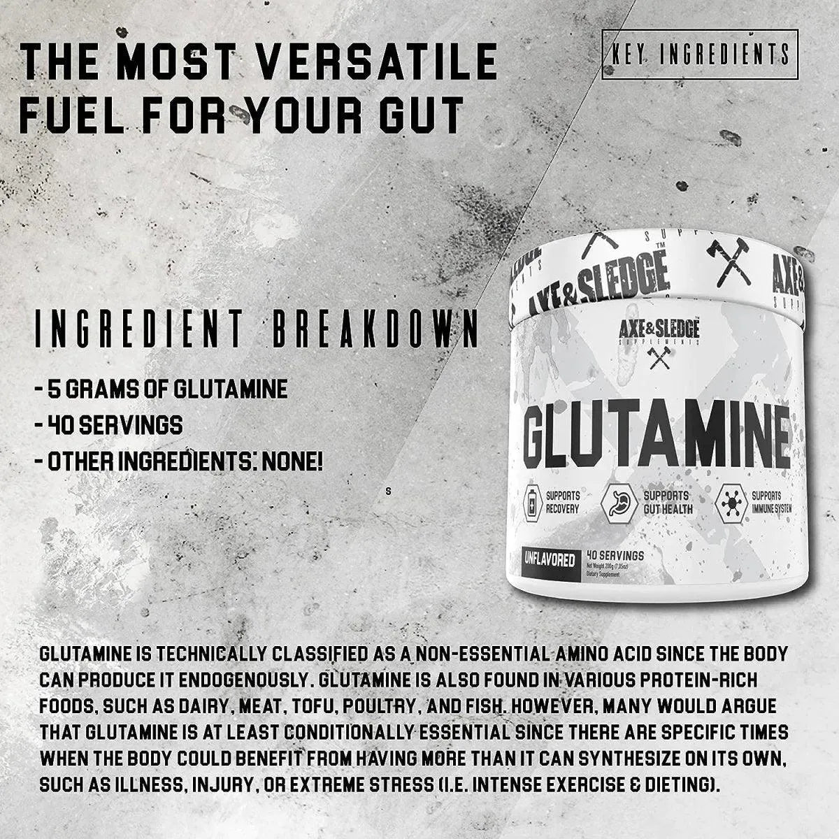 AXE & SLEDGE - Axe & Sledge Supplements Glutamine Basics Powder 40 Servicios 200Gr. - The Red Vitamin MX - Suplementos Alimenticios - {{ shop.shopifyCountryName }}