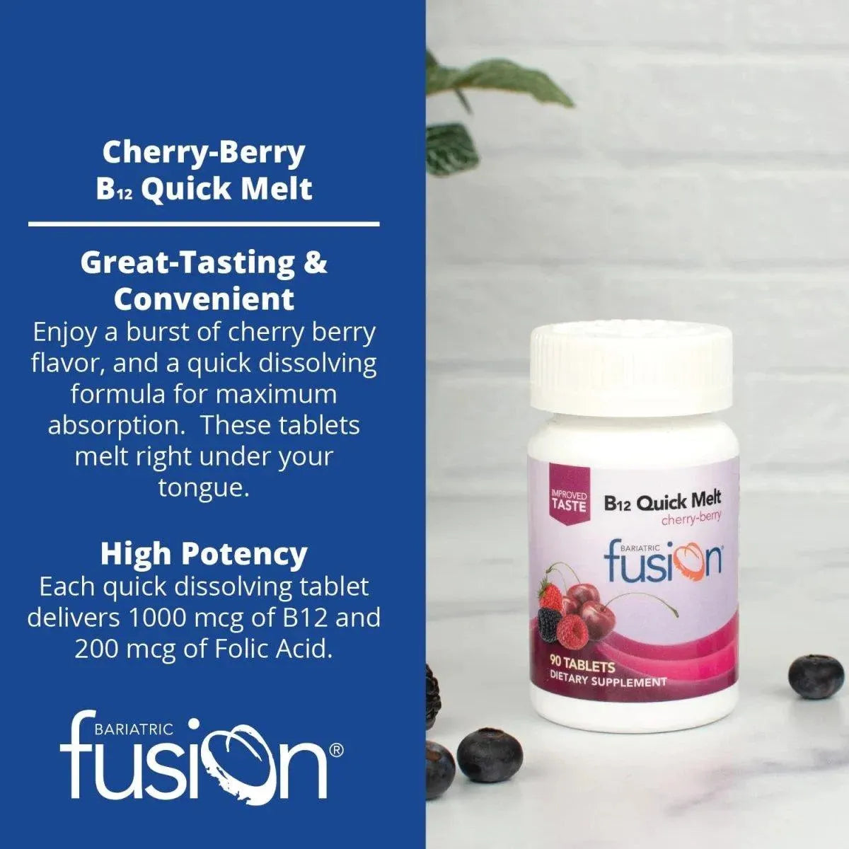 BARIATRIC FUSION - Bariatric Fusion Vitamin B12 Quick Melt Cherry Berry Flavored 90 Tabletas - The Red Vitamin MX - Suplementos Alimenticios - {{ shop.shopifyCountryName }}