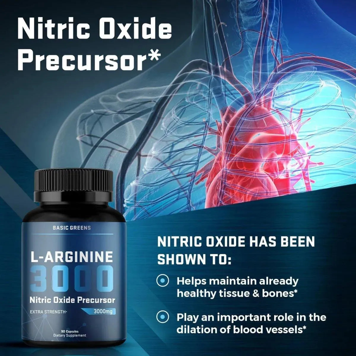 BASIC GREENS - BASIC GREENS L Arginine 3000Mg. 90 Capsulas - The Red Vitamin MX - Suplementos Alimenticios - {{ shop.shopifyCountryName }}