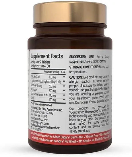 BEE & YOU - BEE and You Royal Jelly Ginseng Propolis 60 Tabletas - The Red Vitamin MX - Suplementos Alimenticios - {{ shop.shopifyCountryName }}