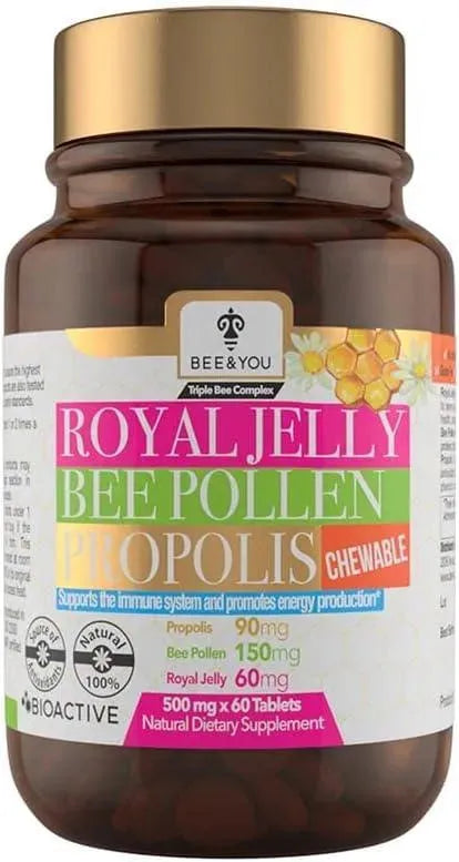 BEE & YOU - BEE and You Royal Jelly + Propolis + Bee Pollen 60 Tabletas Masticables - The Red Vitamin MX - Suplementos Alimenticios - {{ shop.shopifyCountryName }}