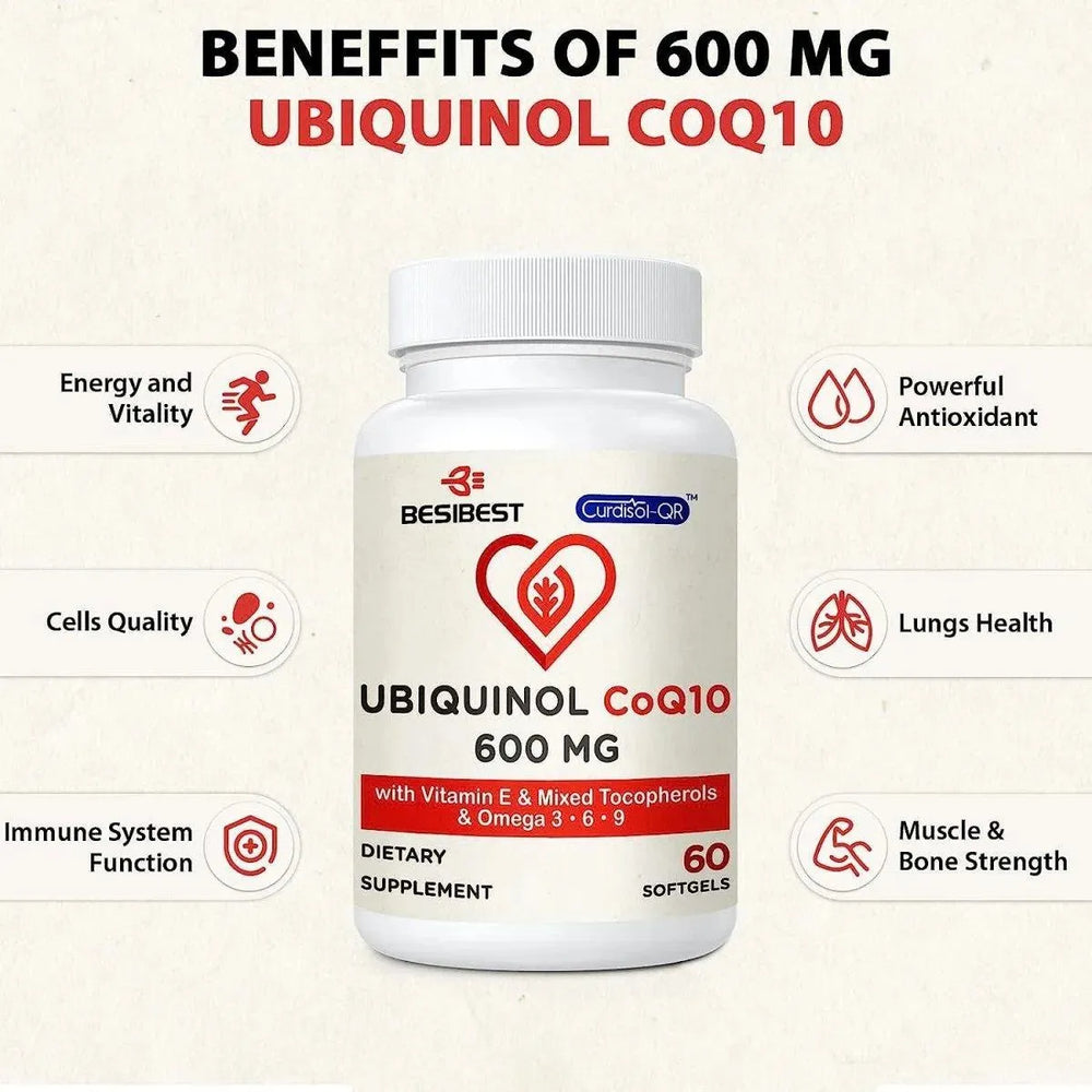 BESIBEST - Besibest Ubiquinol CoQ10-600Mg. 120 Capsulas - The Red Vitamin MX - Suplementos Alimenticios - {{ shop.shopifyCountryName }}