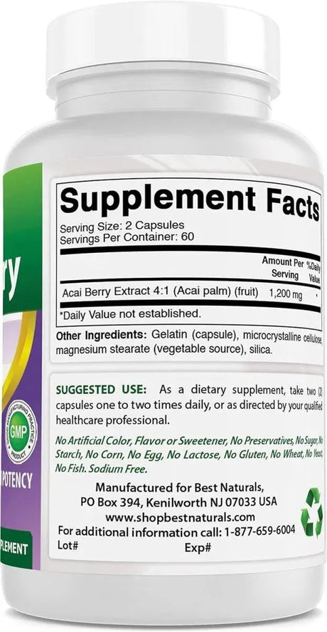 BEST NATURALS - Best Naturals Acai Berry 600Mg. 120 Capsulas - The Red Vitamin MX - Suplementos Alimenticios - {{ shop.shopifyCountryName }}