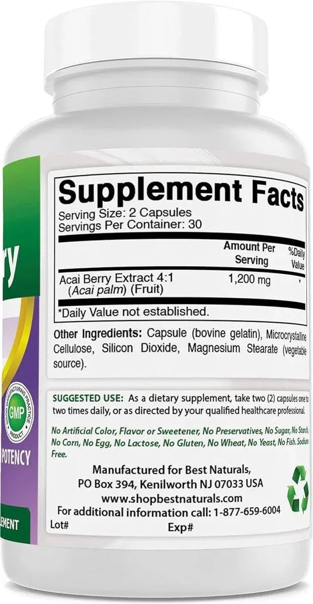 BEST NATURALS - Best Naturals Acai Berry 600Mg. 60 Capsulas 3 Pack - The Red Vitamin MX - Suplementos Alimenticios - {{ shop.shopifyCountryName }}