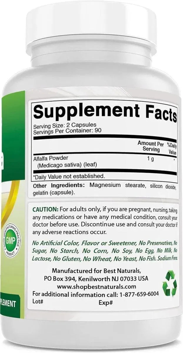 BEST NATURALS - Best Naturals Alfalfa Green Super Food 500Mg. 180 Capsulas 2 Pack - The Red Vitamin MX - Suplementos Alimenticios - {{ shop.shopifyCountryName }}