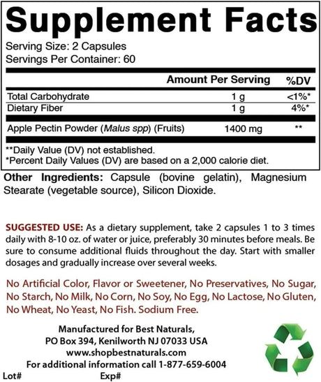 BEST NATURALS - Best Naturals Apple Pectin 700Mg. 360 Capsulas - The Red Vitamin MX - Suplementos Alimenticios - {{ shop.shopifyCountryName }}