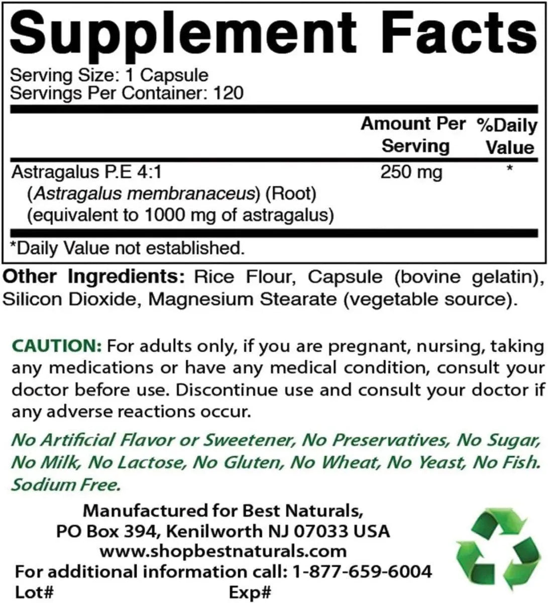 BEST NATURALS - Best Naturals Astragalus Extract 1000Mg. 120 Capsulas 3 Pack - The Red Vitamin MX - Suplementos Alimenticios - {{ shop.shopifyCountryName }}