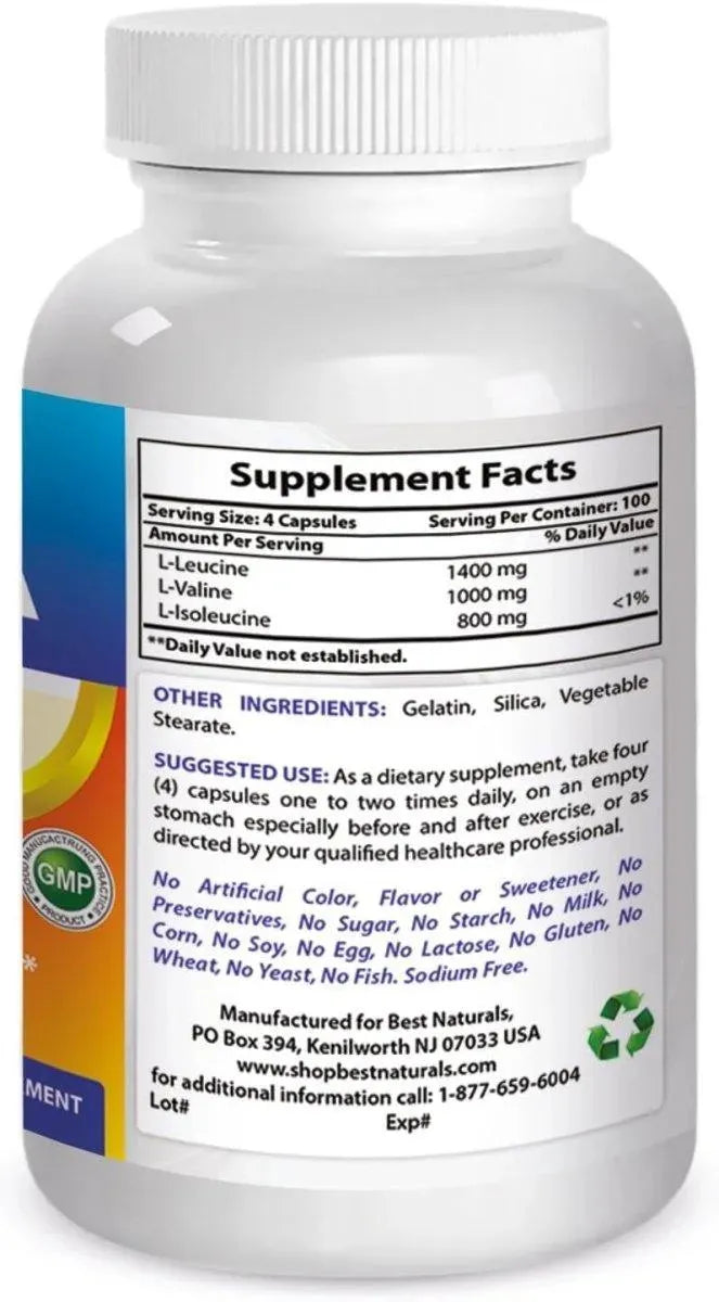 BEST NATURALS - Best Naturals BCAA Branch Chain Amino Acid 3200Mg. 400 Capsulas - The Red Vitamin MX - Suplementos Alimenticios - {{ shop.shopifyCountryName }}