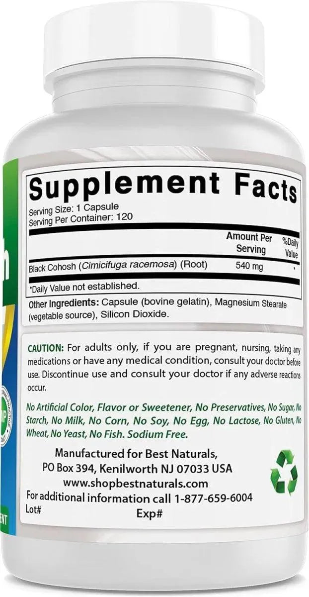 BEST NATURALS - Best Naturals Black Cohosh 540Mg. 120 Capsulas - The Red Vitamin MX - Suplementos Alimenticios - {{ shop.shopifyCountryName }}