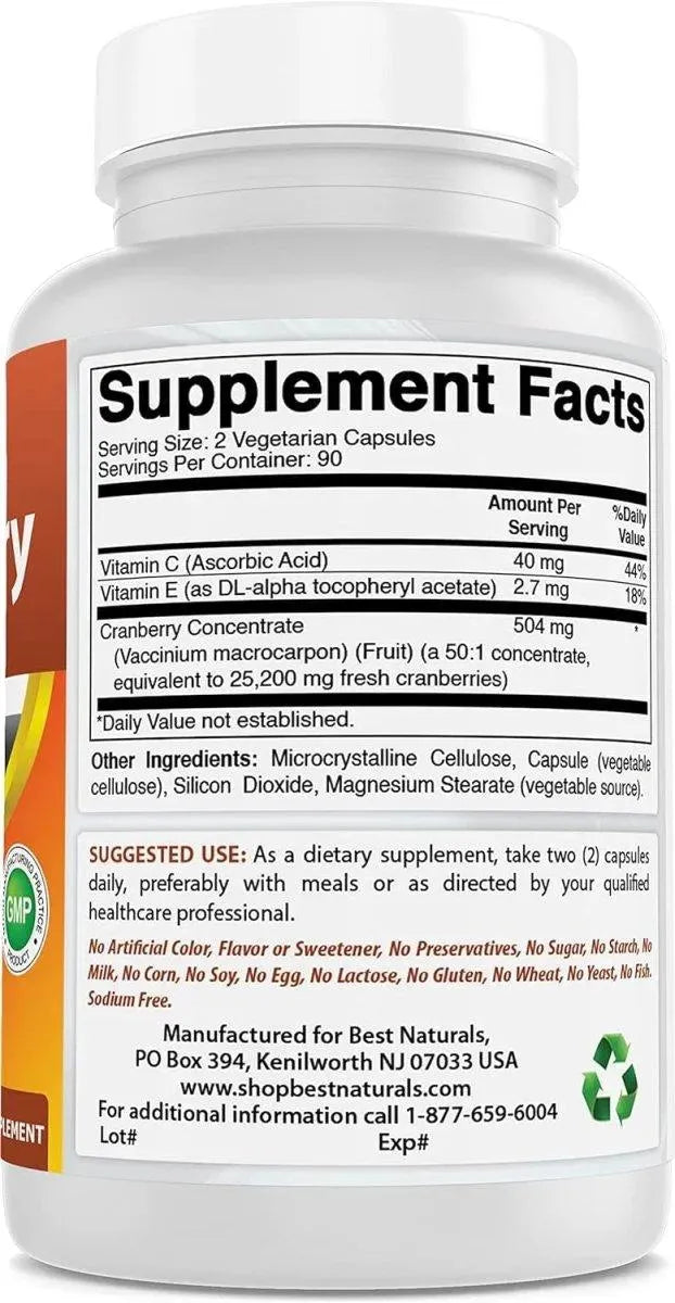 BEST NATURALS - Best Naturals Cranberry Pills 3X Concentrate 12600Mg. 180 Capsulas - The Red Vitamin MX - Suplementos Alimenticios - {{ shop.shopifyCountryName }}