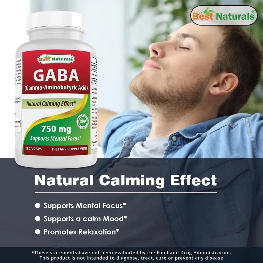 BEST NATURALS - Best Naturals GABA 750Mg. 180 Capsulas - The Red Vitamin MX - Suplementos Alimenticios - {{ shop.shopifyCountryName }}