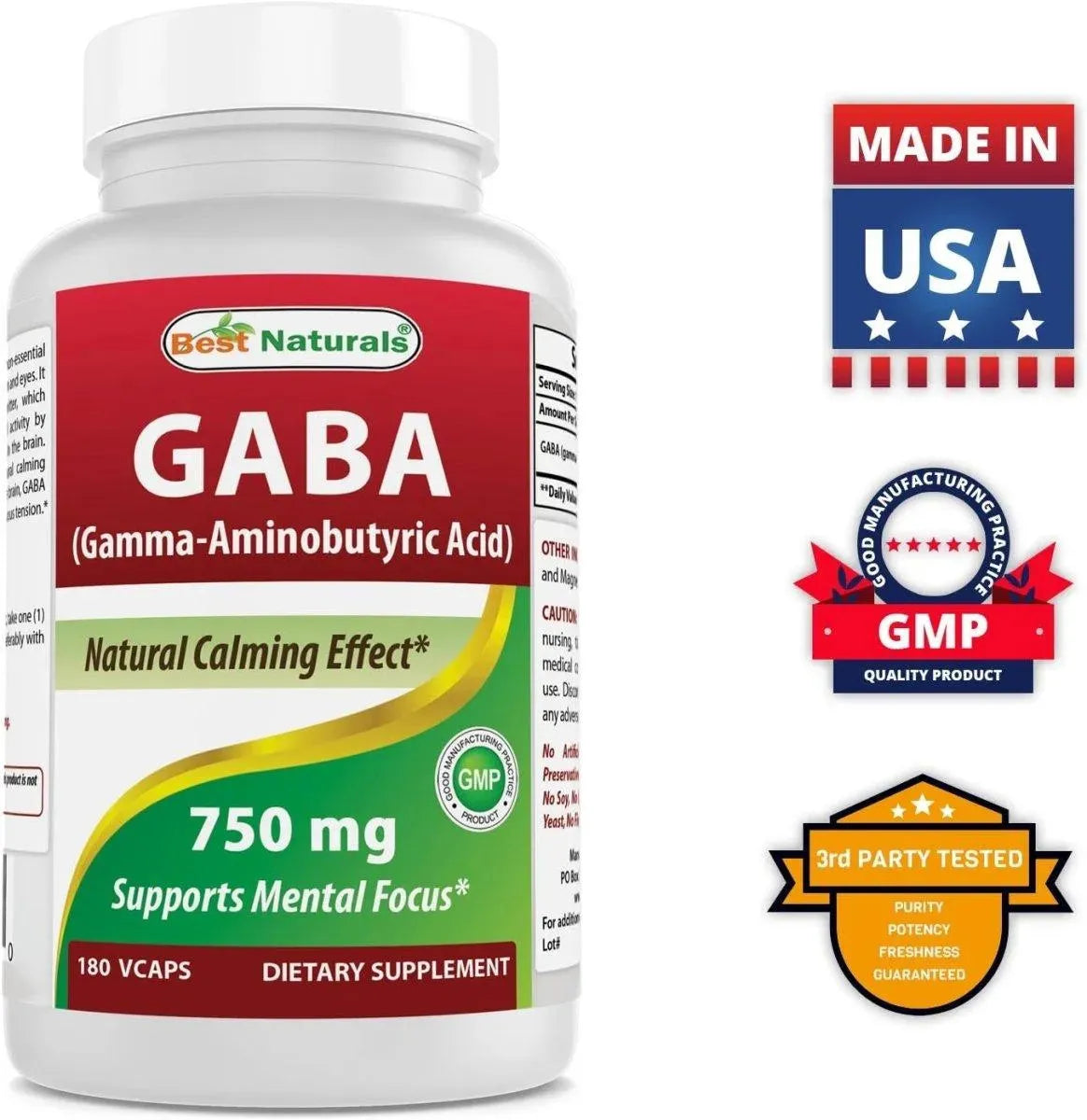 BEST NATURALS - Best Naturals GABA 750Mg. 180 Capsulas - The Red Vitamin MX - Suplementos Alimenticios - {{ shop.shopifyCountryName }}
