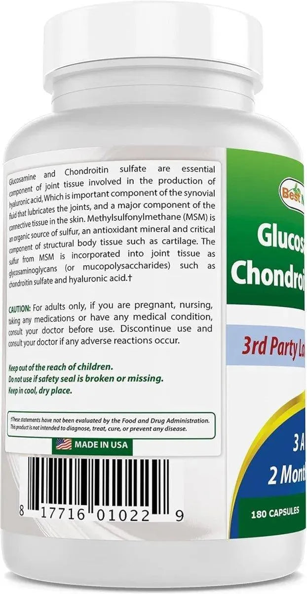 BEST NATURALS - Best Naturals, Glucosamine Chondroitin and MSM 180 Capsulas 2 Pack - The Red Vitamin MX - Suplementos Alimenticios - {{ shop.shopifyCountryName }}