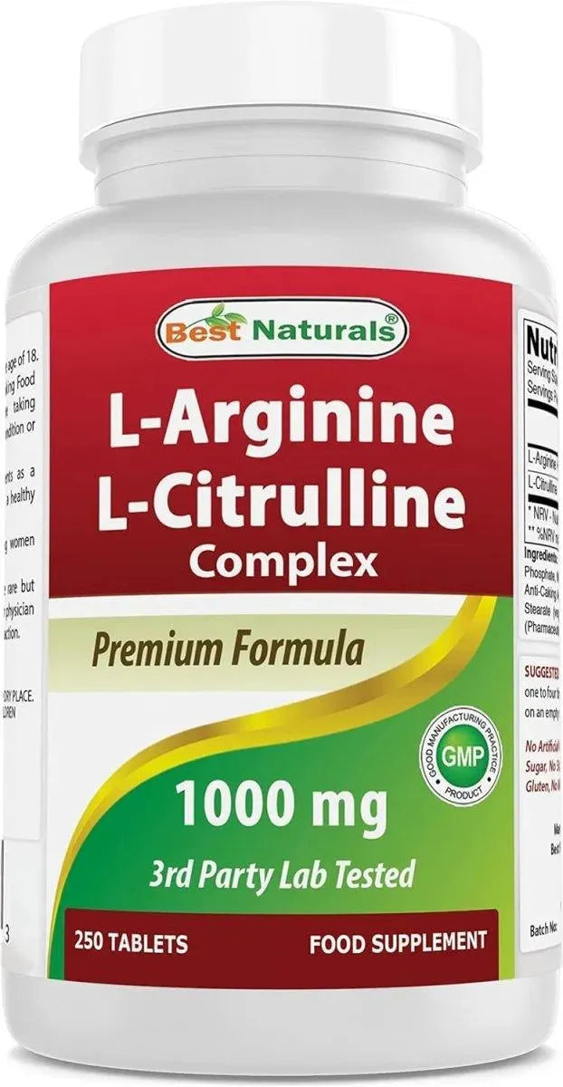 BEST NATURALS - Best Naturals L-Arginine L-Citruline Complex 250 Tabletas - The Red Vitamin MX - Suplementos Alimenticios - {{ shop.shopifyCountryName }}