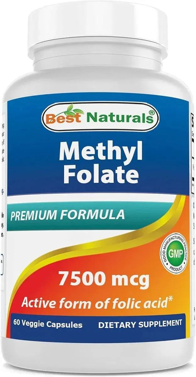 BEST NATURALS - Best Naturals Methyl Folate 7500mcg 60 Capsulas - The Red Vitamin MX - Suplementos Alimenticios - {{ shop.shopifyCountryName }}