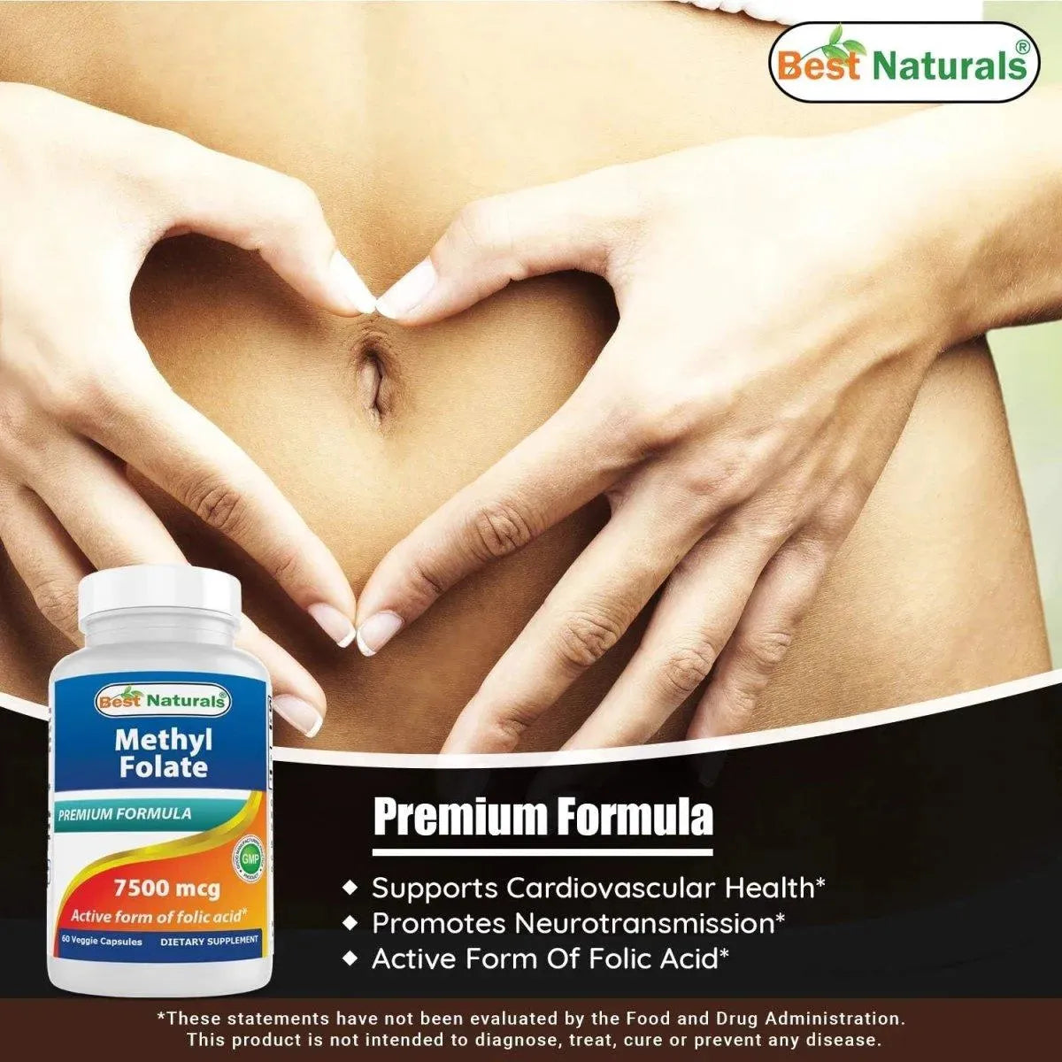 BEST NATURALS - Best Naturals Methyl Folate 7500mcg 60 Capsulas - The Red Vitamin MX - Suplementos Alimenticios - {{ shop.shopifyCountryName }}