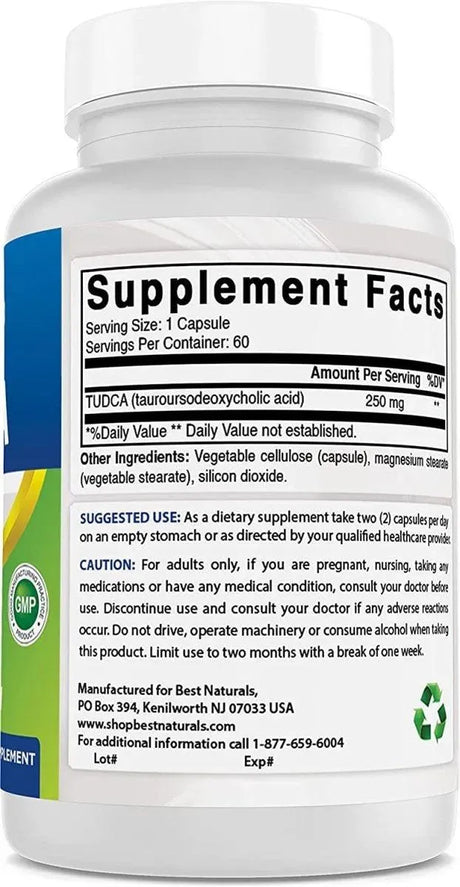 BEST NATURALS - Best Naturals TUDCA 250Mg. 60 Capsulas - The Red Vitamin MX - Suplementos Alimenticios - {{ shop.shopifyCountryName }}