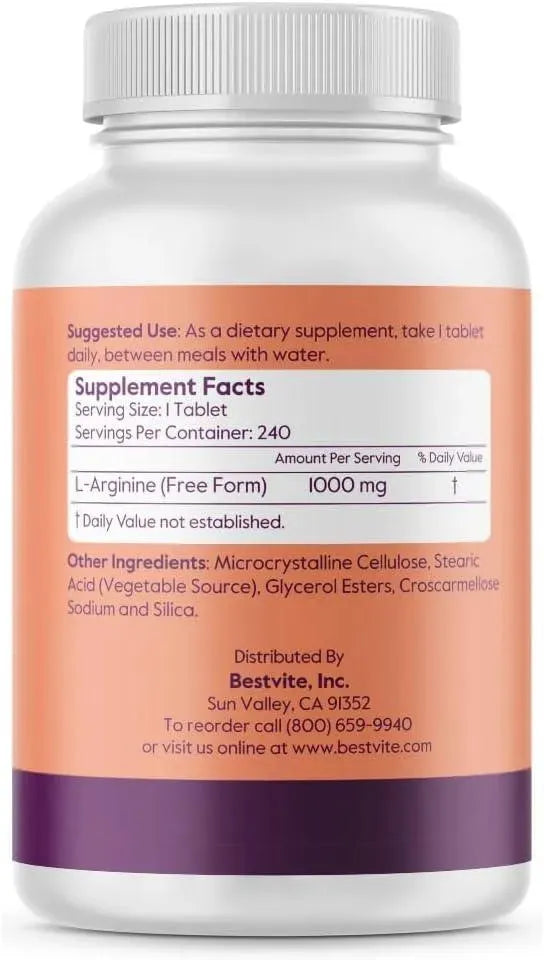 BESTVITE - BESTVITE L-Arginine 1000Mg. 240 Tabletas 2 Pack - The Red Vitamin MX - Suplementos Alimenticios - {{ shop.shopifyCountryName }}