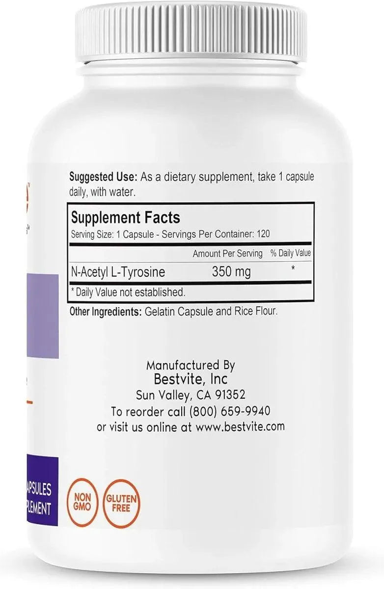 BESTVITE - BESTVITE N-Acetyl L-Tyrosine 350Mg. 120 Capsulas 2 Pack - The Red Vitamin MX - Suplementos Alimenticios - {{ shop.shopifyCountryName }}
