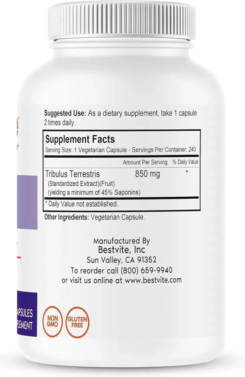 BESTVITE - Bestvite Tribulus Terrestris 850Mg. 240 Capsulas - The Red Vitamin MX - Suplementos Alimenticios - {{ shop.shopifyCountryName }}
