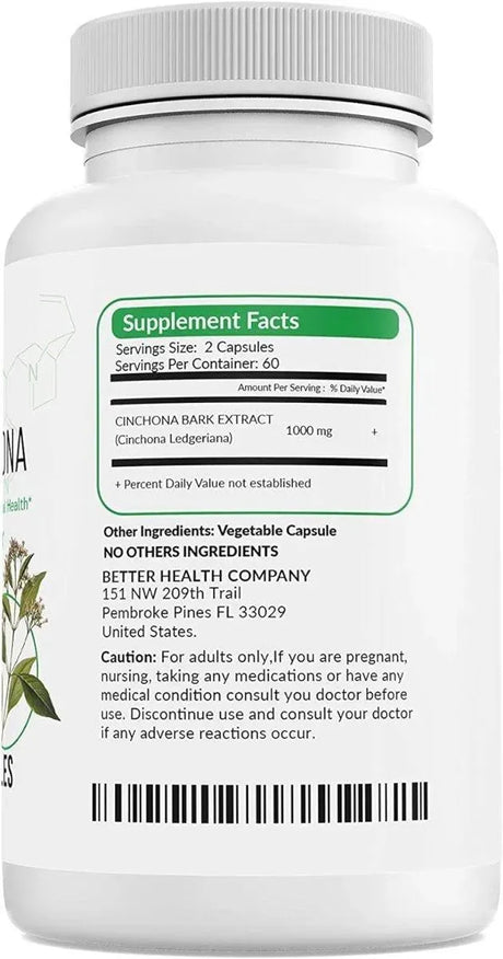 BETTER HEALTH - Better Health Quinine Cinchona Bark Extract 500Mg. 120 Capsulas - The Red Vitamin MX - Suplementos Alimenticios - {{ shop.shopifyCountryName }}