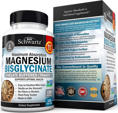 BIO SCHWARTZ - Bio Schwartz Maximum Absorption Magnesium Bisglycinate 100% Chelate 360 Mini Capsulas - The Red Vitamin MX - Suplementos Alimenticios - {{ shop.shopifyCountryName }}