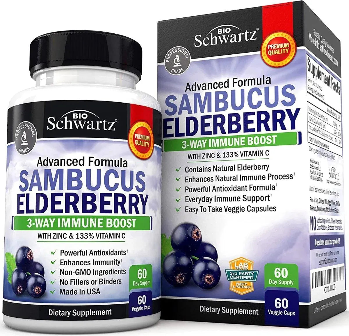 BIO SCHWARTZ - Bio Schwartz Sambucus Elderberry 60 Capsulas - The Red Vitamin MX - Suplementos Alimenticios - {{ shop.shopifyCountryName }}