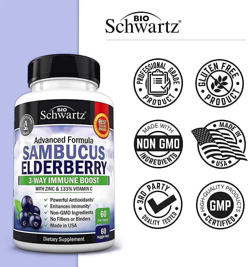BIO SCHWARTZ - Bio Schwartz Sambucus Elderberry 60 Capsulas - The Red Vitamin MX - Suplementos Alimenticios - {{ shop.shopifyCountryName }}