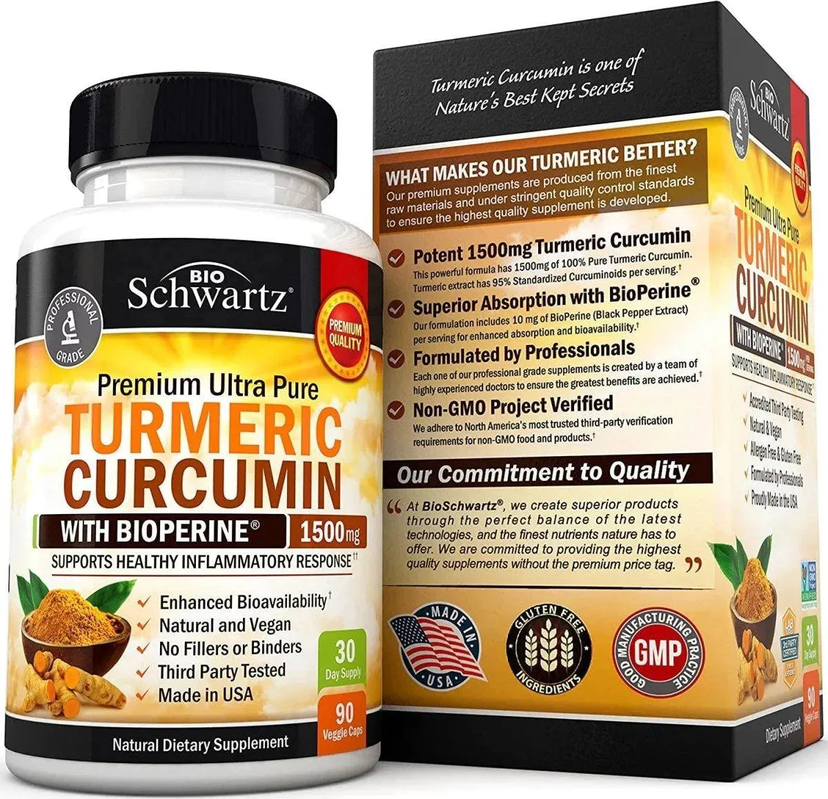 BIO SCHWARTZ - Bio Schwartz Turmeric Curcumin with BioPerine 1500Mg. 90 Capsulas - The Red Vitamin MX - Suplementos Alimenticios - {{ shop.shopifyCountryName }}