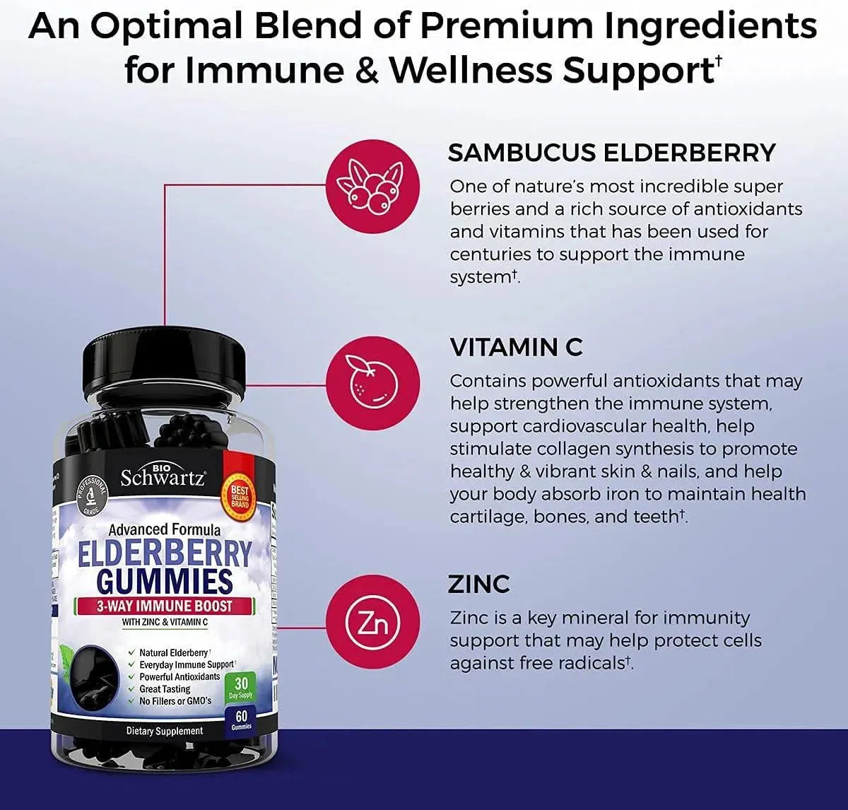 BIO SCHWARTZ - BioSchwartz Elderberry Gummies with Zinc and Vitamin C 60 Gomitas - The Red Vitamin MX - Suplementos Alimenticios - {{ shop.shopifyCountryName }}