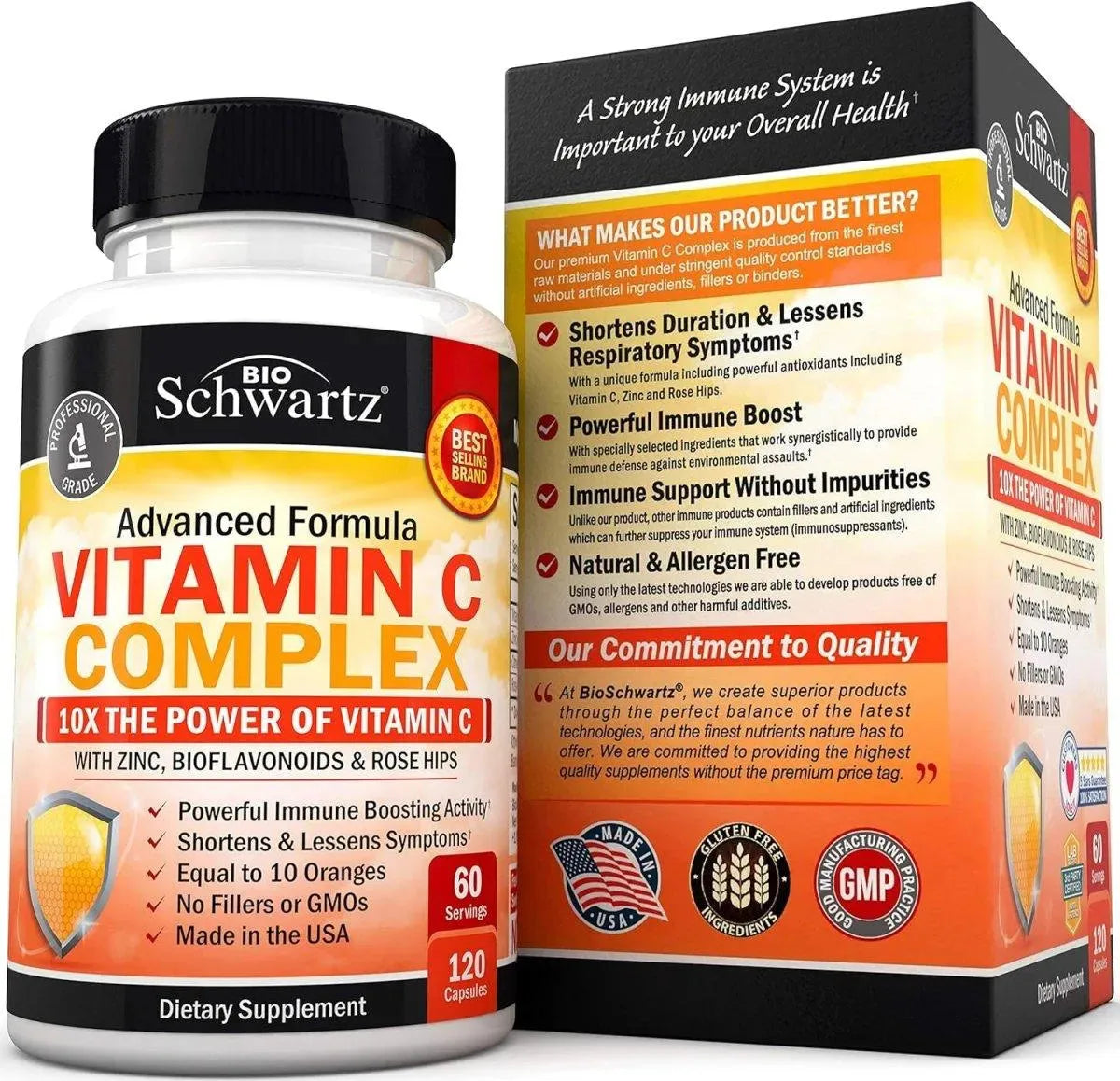 BIO SCHWARTZ - BioSchwartz Vitamin C Complex 120 Capsulas - The Red Vitamin MX - Suplementos Alimenticios - {{ shop.shopifyCountryName }}