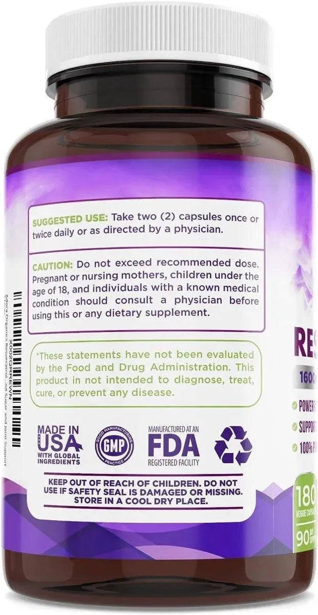 BIODORA ORGANICS - Biodora Organics Resveratrol 1600Mg. 180 Capsulas - The Red Vitamin MX - Suplementos Alimenticios - {{ shop.shopifyCountryName }}