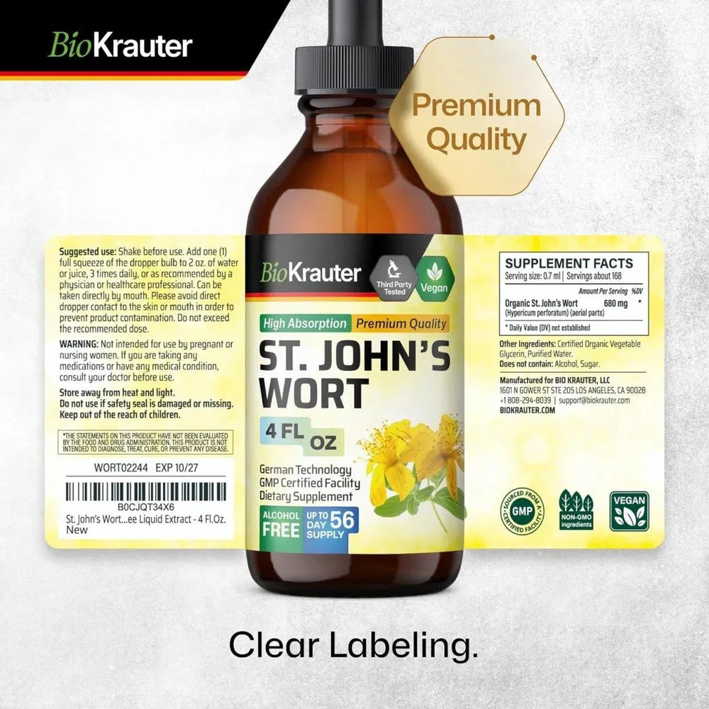 BIOKRAUTER - Bio Krauter St John's Wort Tincture 4 Fl.Oz. - The Red Vitamin MX - Suplementos Alimenticios - {{ shop.shopifyCountryName }}