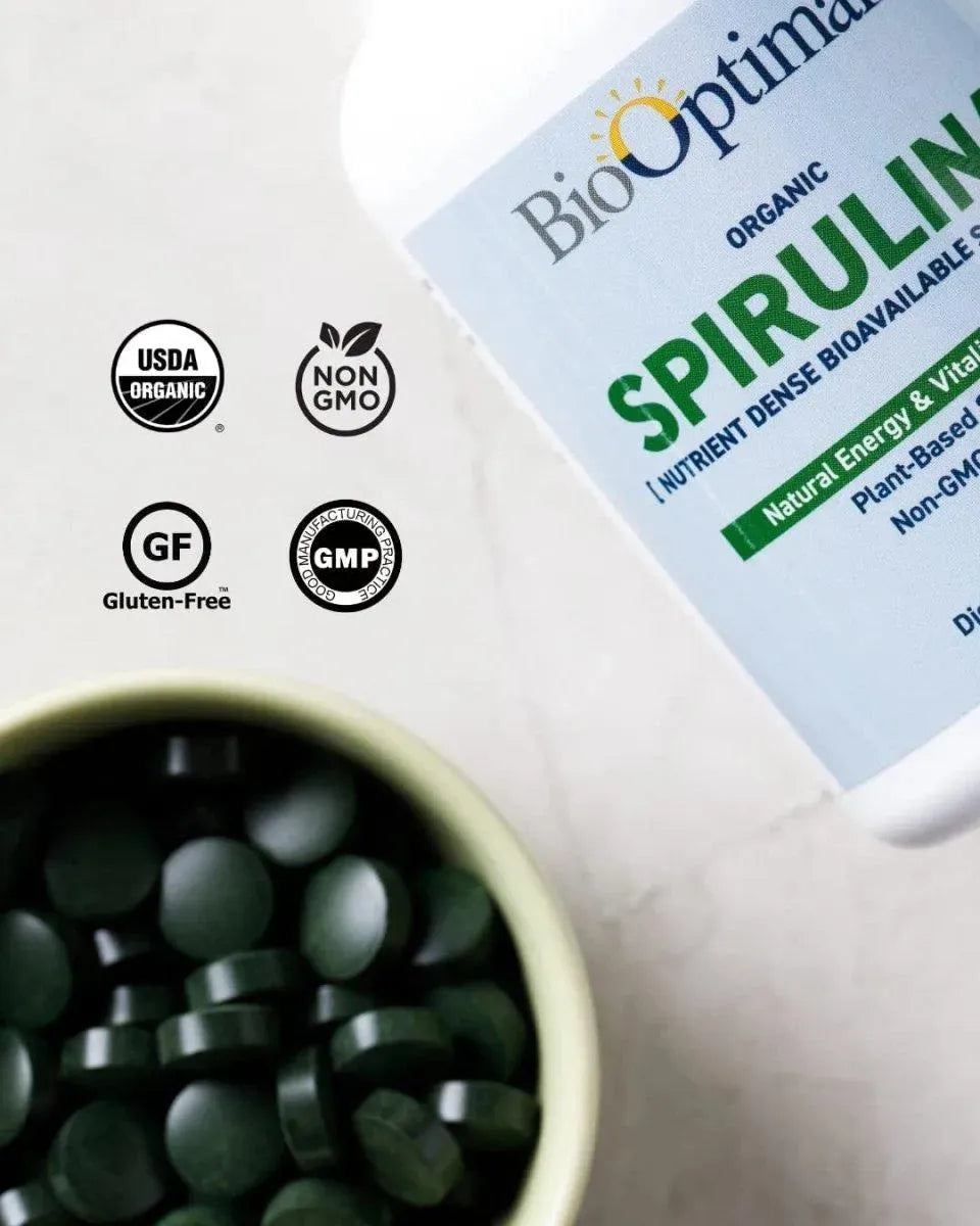 BIOOPTIMAL - BioOptimal Organic Spirulina 120 Tabletas - The Red Vitamin MX - Suplementos Alimenticios - {{ shop.shopifyCountryName }}