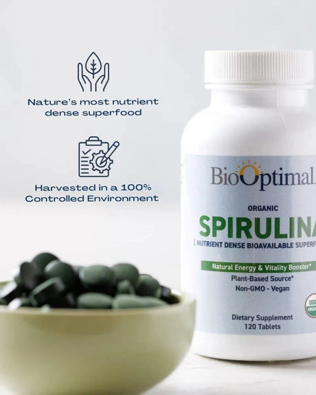 BIOOPTIMAL - BioOptimal Organic Spirulina 120 Tabletas - The Red Vitamin MX - Suplementos Alimenticios - {{ shop.shopifyCountryName }}