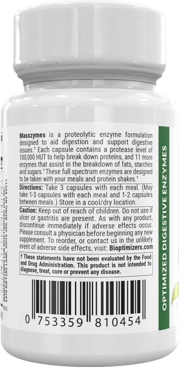 BIOPTIMIZERS - BiOptimizers MassZymes Digestive Enzymes 30 Capsulas - The Red Vitamin MX - Suplementos Alimenticios - {{ shop.shopifyCountryName }}