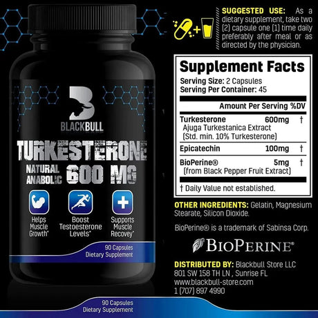 BLACKBULL - BlackBúll Turkesterone 600Mg. 90 Capsulas - The Red Vitamin MX - Suplementos Alimenticios - {{ shop.shopifyCountryName }}