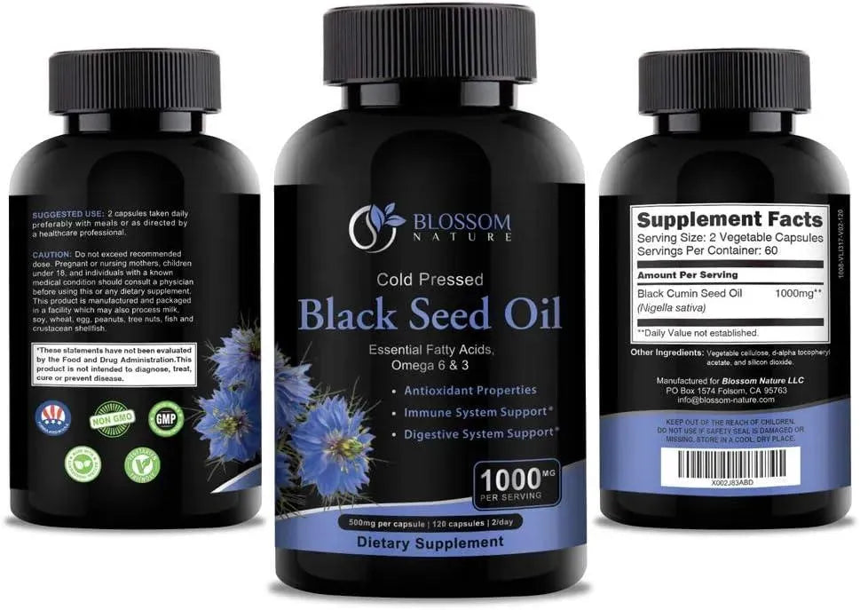BLOSSOM NATURE - Blossom Nature Black Seed Oil 1000Mg. 120 Capsulas - The Red Vitamin MX - Suplementos Alimenticios - {{ shop.shopifyCountryName }}
