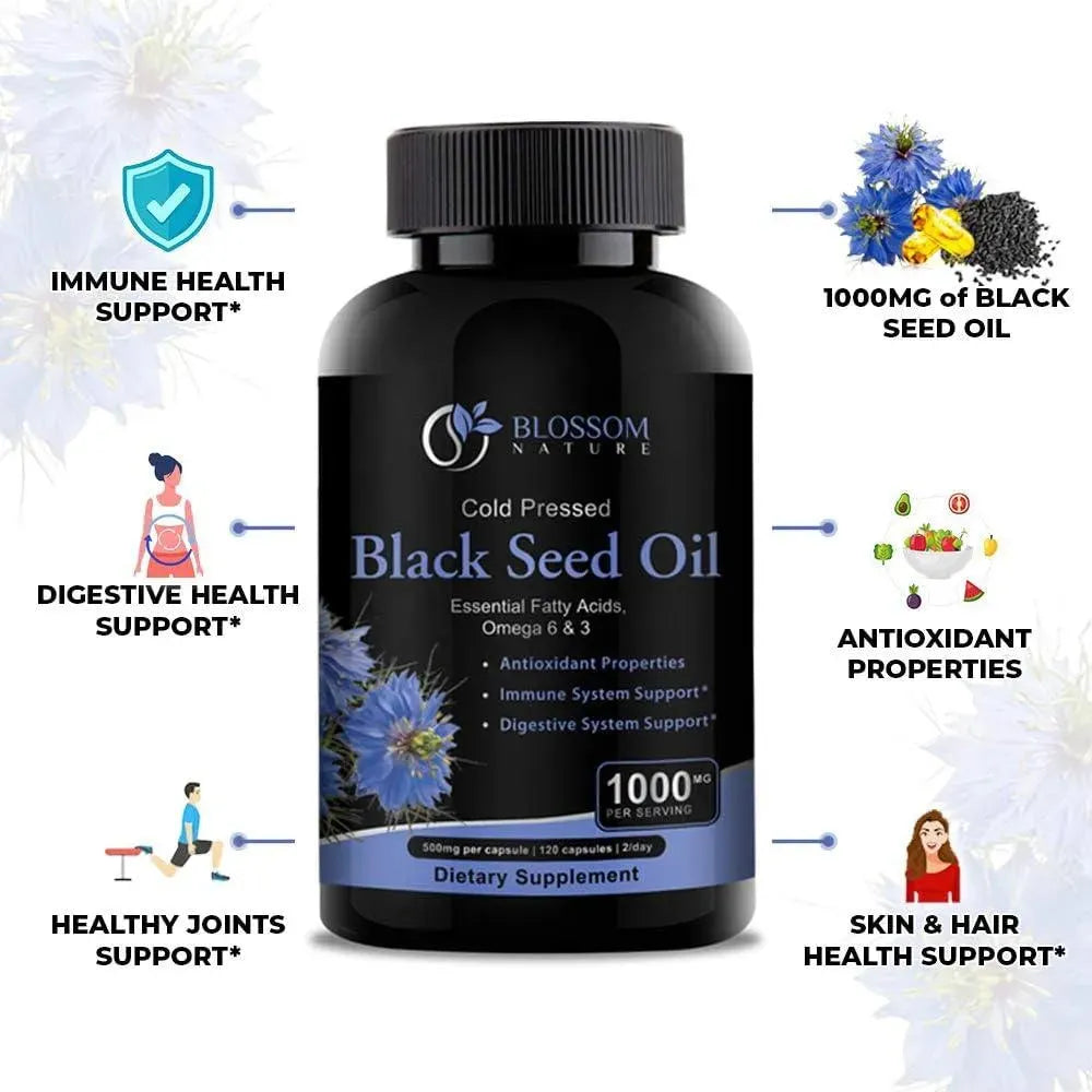 BLOSSOM NATURE - Blossom Nature Black Seed Oil 1000Mg. 120 Capsulas - The Red Vitamin MX - Suplementos Alimenticios - {{ shop.shopifyCountryName }}