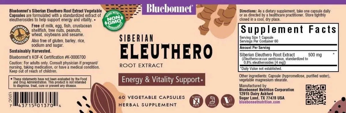 BLUEBONNET NUTRITION - Bluebonnet Eleuthero Root 500Mg. 60 Capsulas - The Red Vitamin MX - Suplementos Alimenticios - {{ shop.shopifyCountryName }}