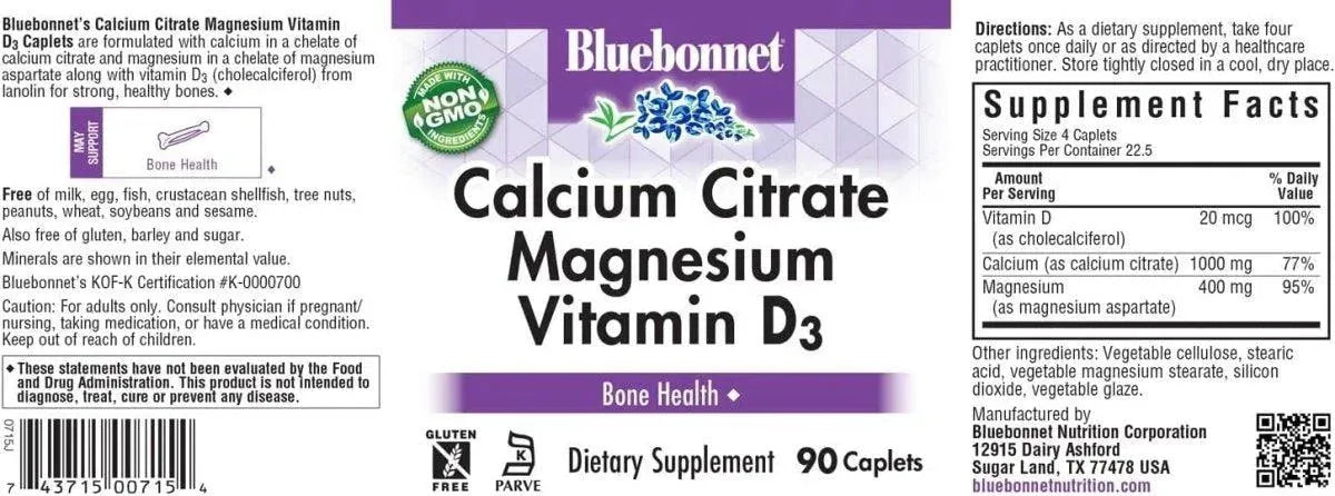 BLUEBONNET NUTRITION - Bluebonnet Nutrition Calcium Citrate Magnesium Plus Vitamin D3 90 Tabletas - The Red Vitamin MX - Suplementos Alimenticios - {{ shop.shopifyCountryName }}