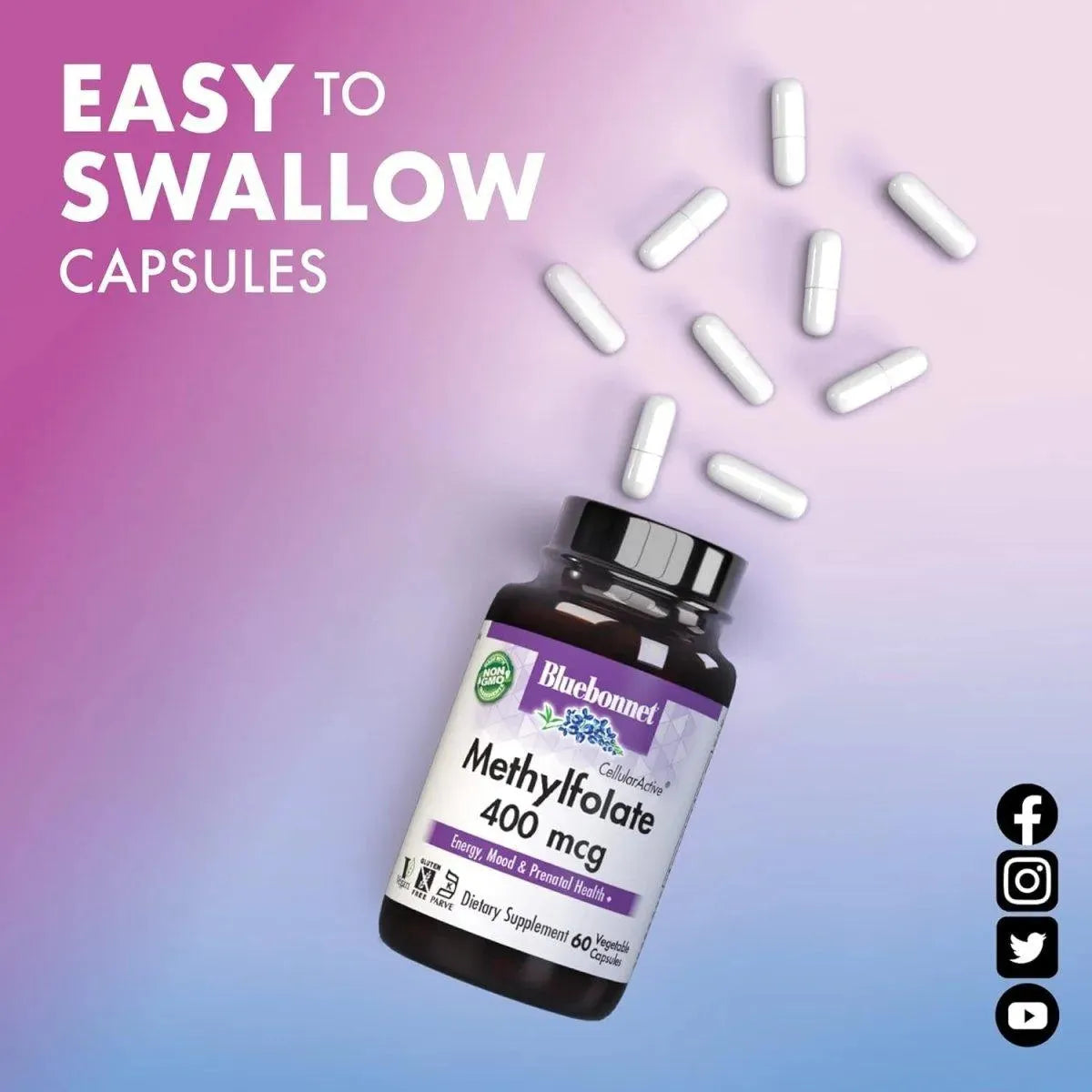 BLUEBONNET NUTRITION - Bluebonnet Nutrition CellularActive Methylfolate 400mcg 60 Capsulas - The Red Vitamin MX - Suplementos Alimenticios - {{ shop.shopifyCountryName }}