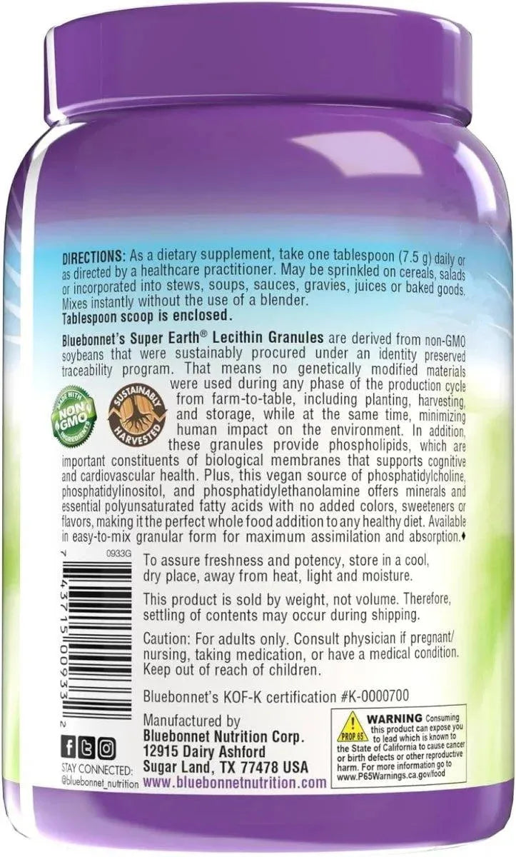 BLUEBONNET NUTRITION - Bluebonnet Nutrition Super Earth Lecithin Granules 720Gr. - The Red Vitamin MX - Suplementos Alimenticios - {{ shop.shopifyCountryName }}