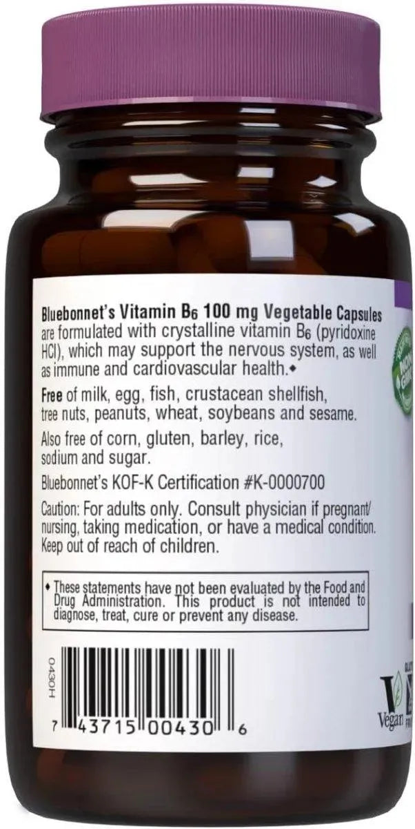 BLUEBONNET NUTRITION - BlueBonnet Nutrition Vitamin B6 100Mg. 90 Capsulas - The Red Vitamin MX - Suplementos Alimenticios - {{ shop.shopifyCountryName }}