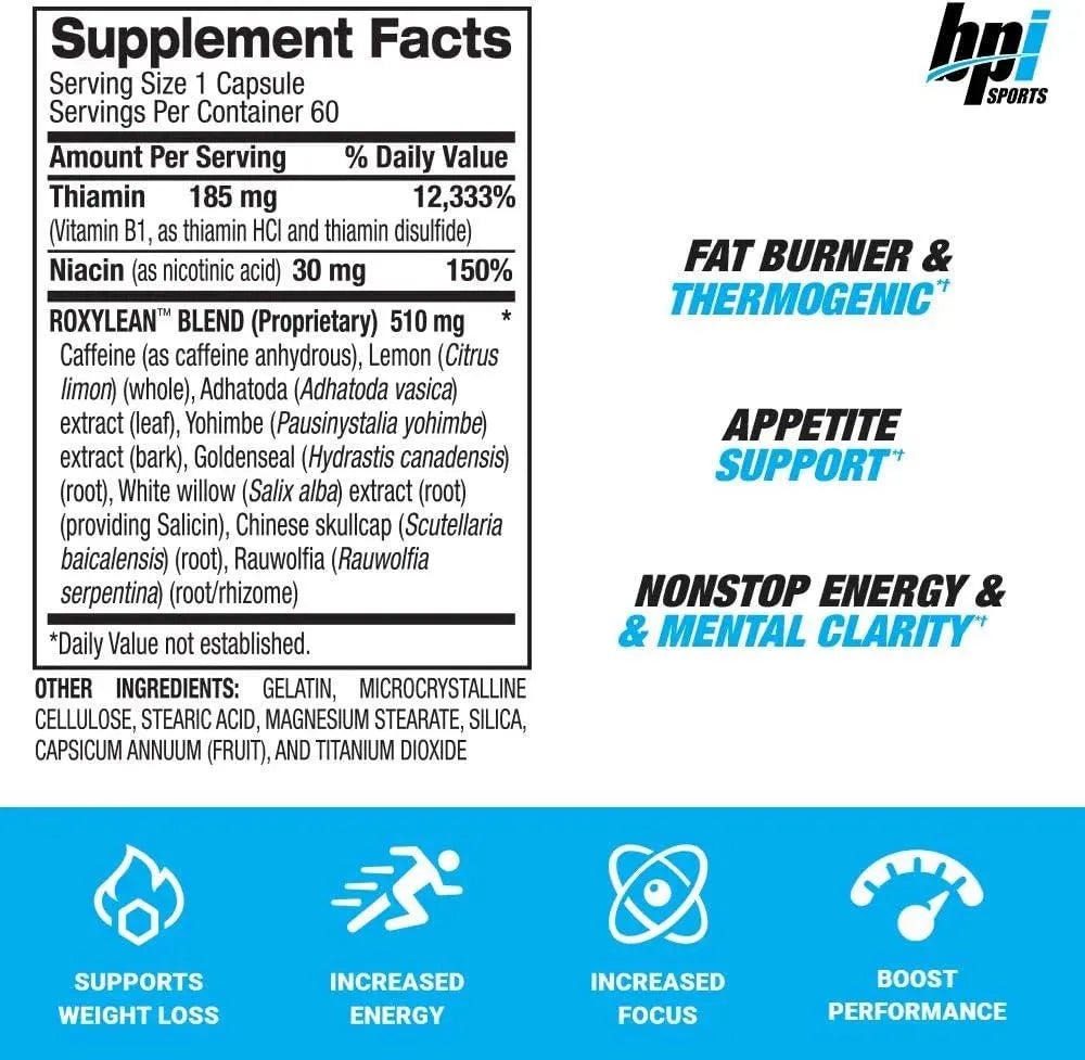 BPI SPORTS - BPI Sports Roxylean Extreme Fat Burner & Weight Loss Supplement 60 Capsulas - The Red Vitamin MX - Suplementos Alimenticios - {{ shop.shopifyCountryName }}
