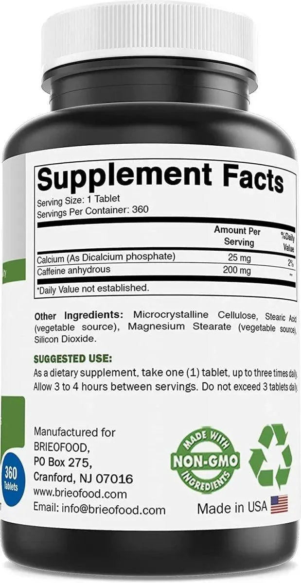 BRIEOFOOD - Brieofood Caffeine Pills 200Mg. 360 Tabletas - The Red Vitamin MX - Suplementos Alimenticios - {{ shop.shopifyCountryName }}