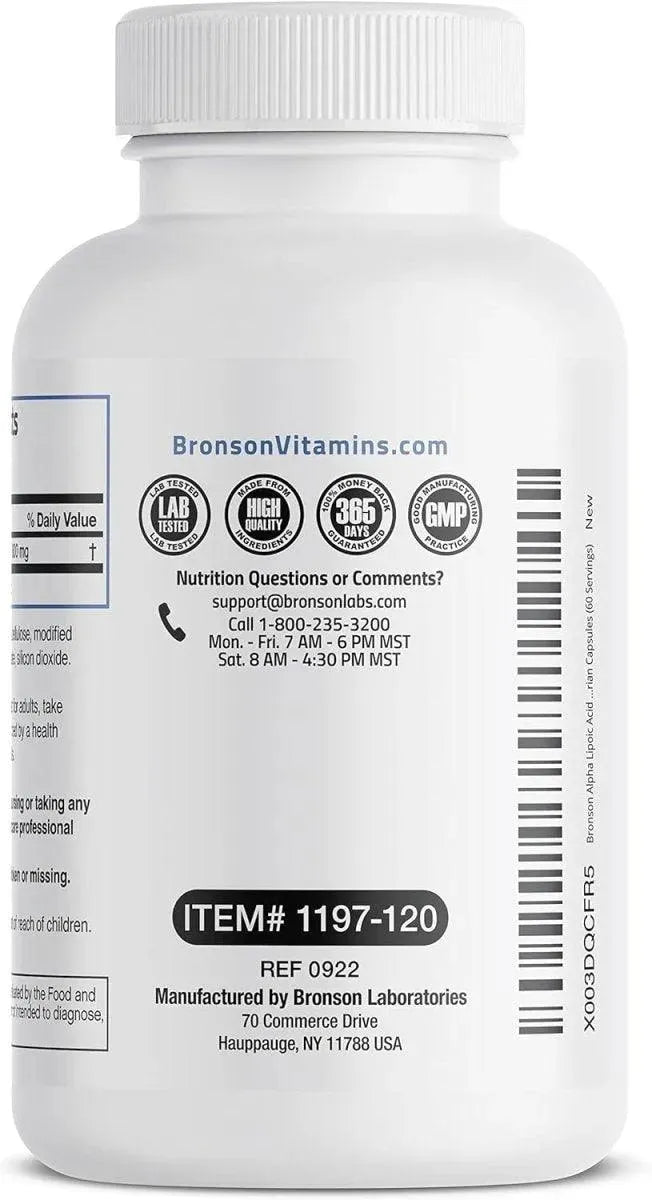 BRONSON - Bronson Alpha Lipoic Acid 600Mg. 120 Capsulas - The Red Vitamin MX - Suplementos Alimenticios - {{ shop.shopifyCountryName }}