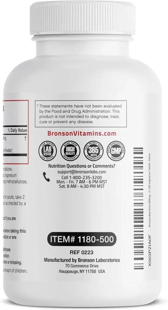 BRONSON - Bronson Beet Root Extra Strength 2000Mg. 500 Tabletas - The Red Vitamin MX - Suplementos Alimenticios - {{ shop.shopifyCountryName }}