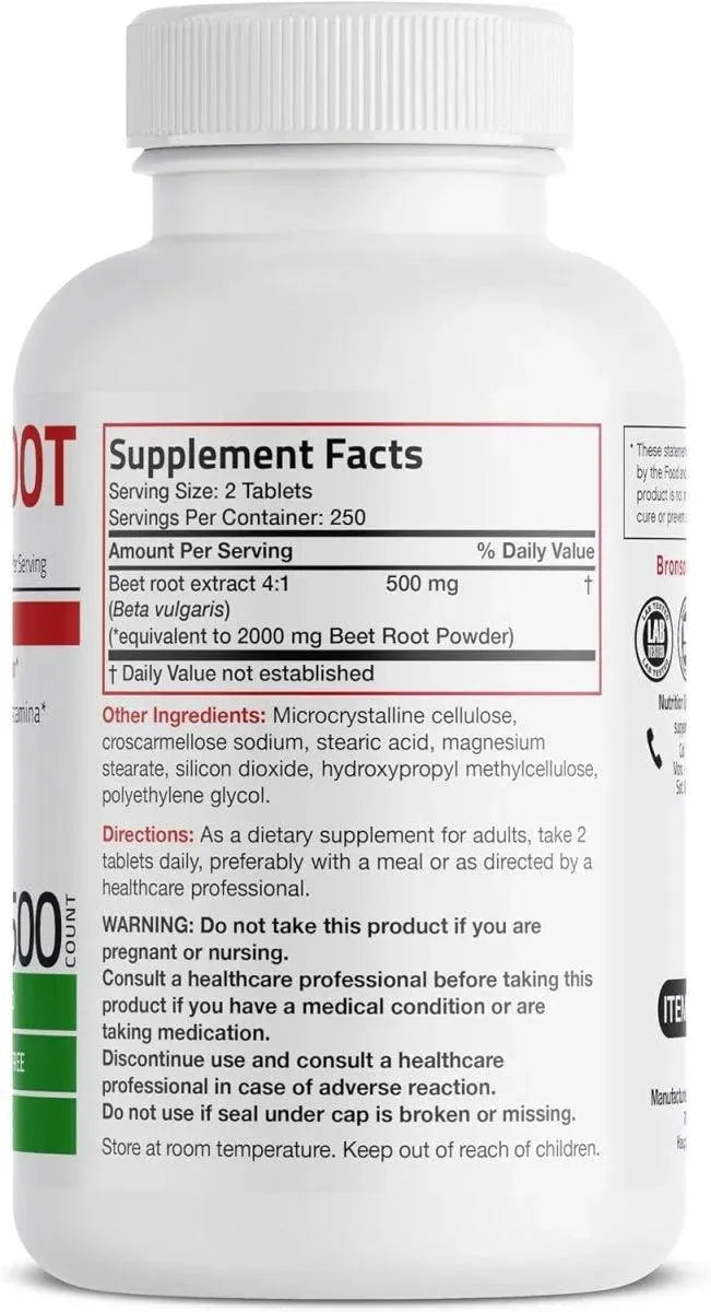 BRONSON - Bronson Beet Root Extra Strength 2000Mg. 500 Tabletas - The Red Vitamin MX - Suplementos Alimenticios - {{ shop.shopifyCountryName }}