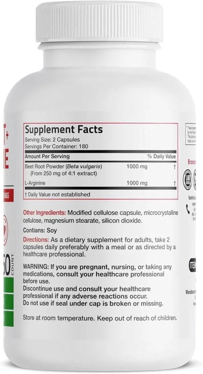 BRONSON - Bronson Beet Root + L-Arginine 2000MG. 360 Capsulas - The Red Vitamin MX - Suplementos Alimenticios - {{ shop.shopifyCountryName }}